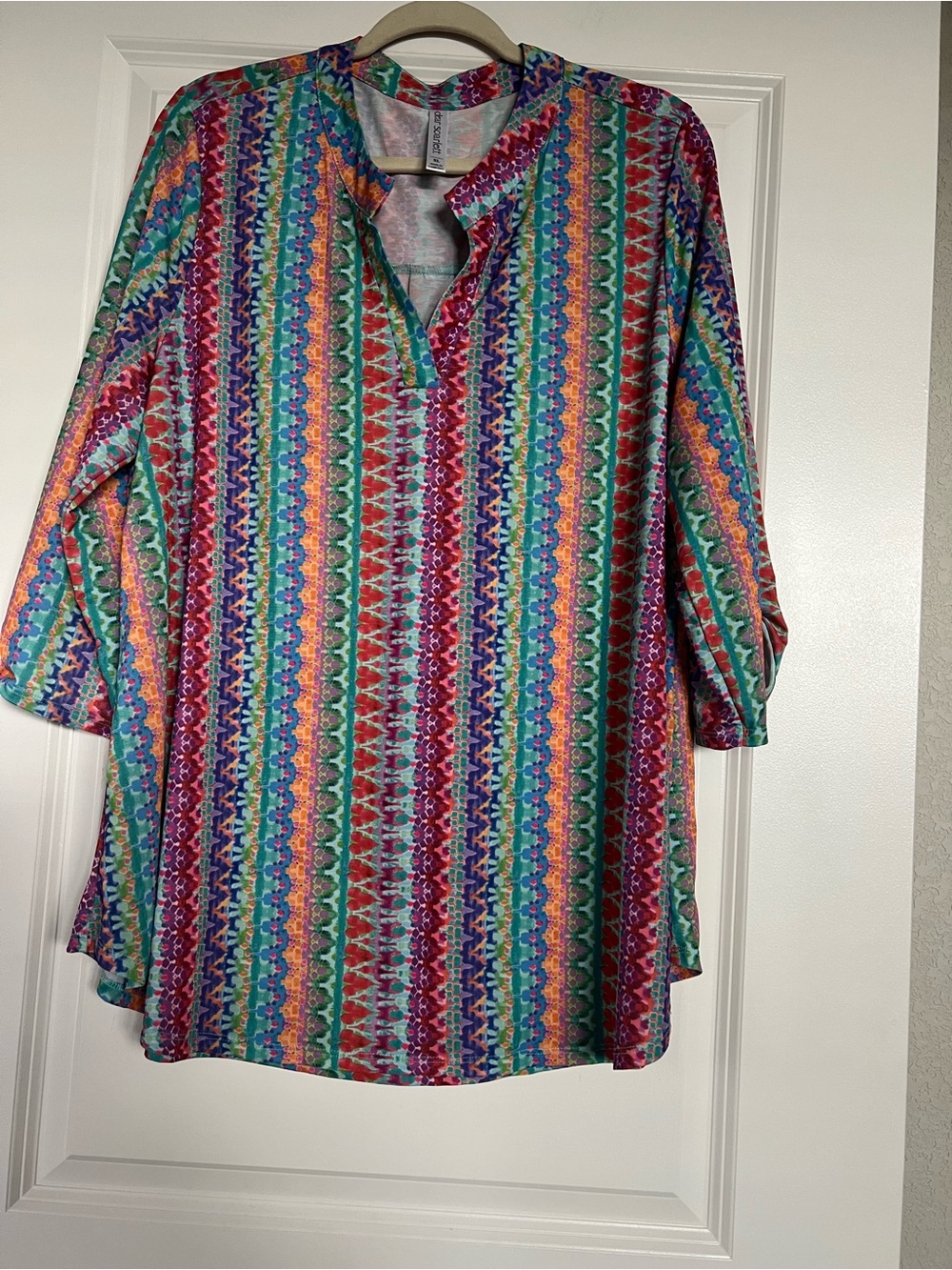 Dear Scarlett Vibrant Multicolor Split-Neck Tunic